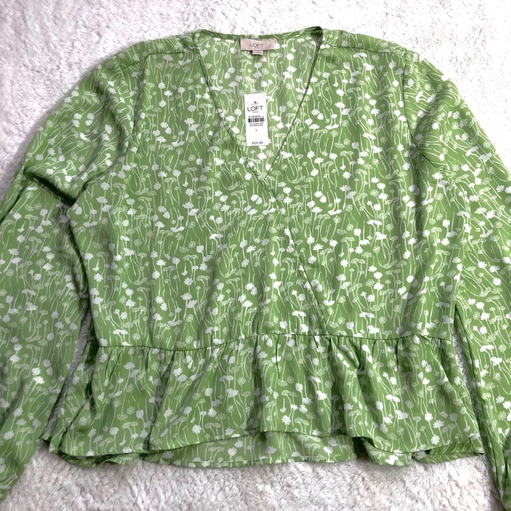 Loft Ruffle V-Neck Blouse - Picture 1 of 5